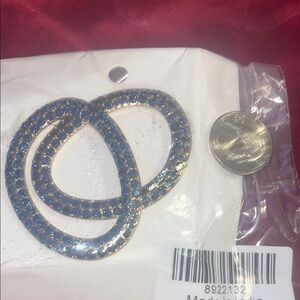 Nwt LC Lauren Conrad Blue and Gold Textured Earrings